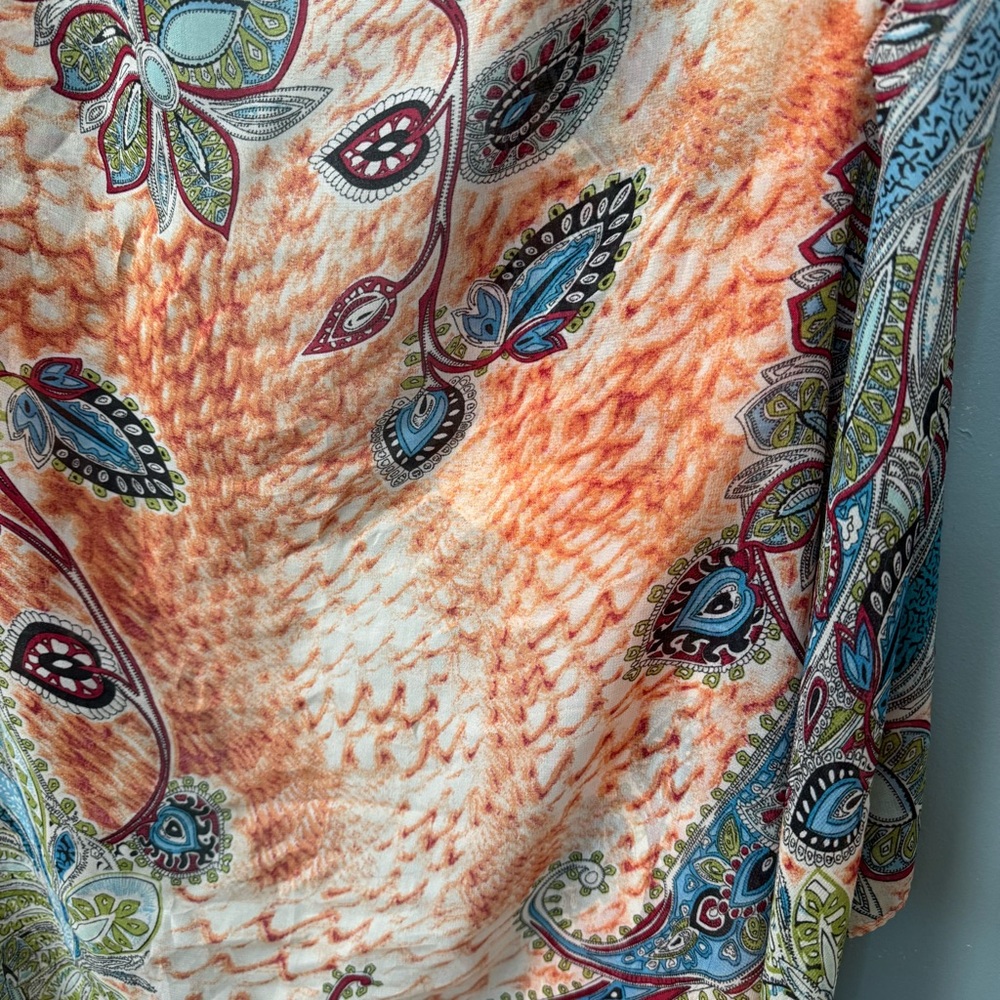 NWT Accents by Lavello Boho Chiffon Convertible Vest Paisley Floral Coral OSFM - Picture 9 of 14